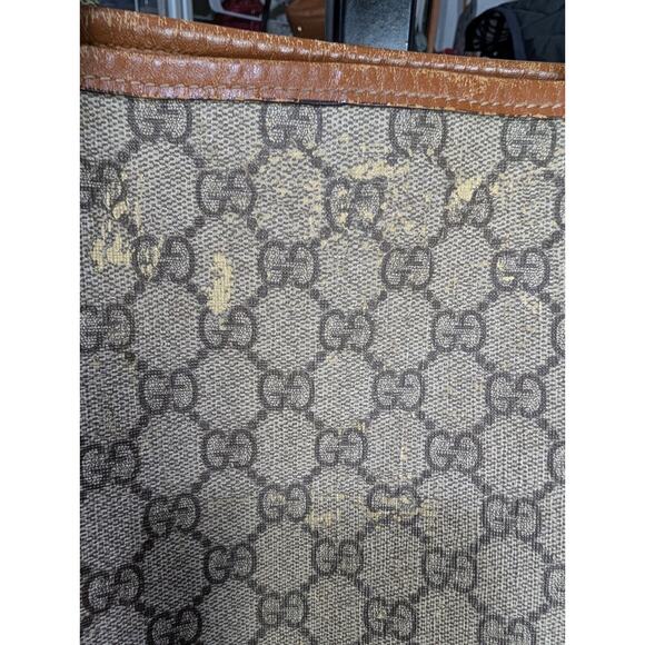 Gucci Vintage Monogram Supreme Web Sherry Line Coated Canvas  Gucci GG Supreme Tote Sherry Line Beige Coated Canvas VTG